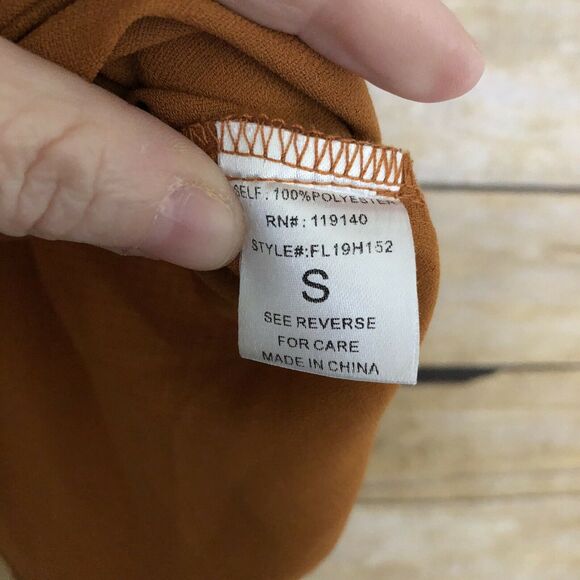 Favlux Mustard Yellow Knot Front Short Sleeve Blouse - Size Small - V-Neck Top - Picture 5 of 6